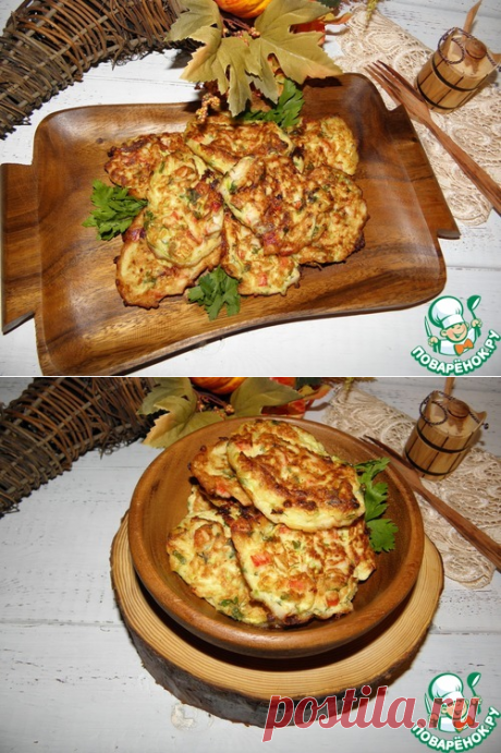 Оладьи из кабачков с крабовыми палочками - кулинарный рецепт