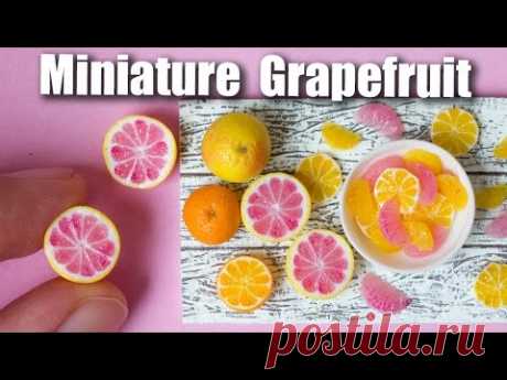 Miniature Polymer Clay Grapefruit Cane Tutorial // Dollhouse Food