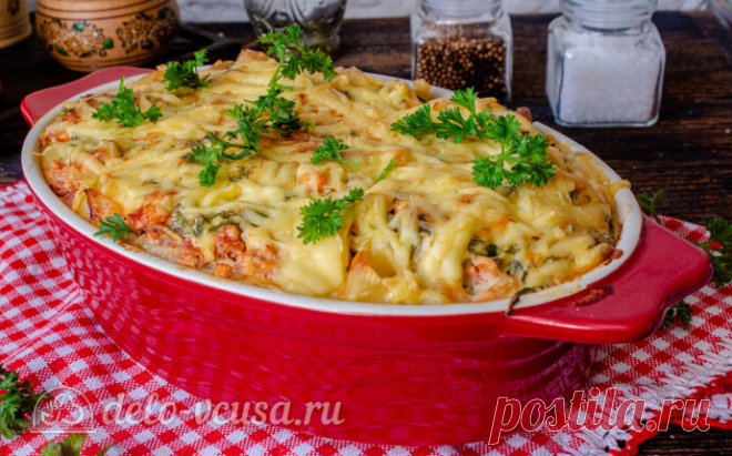 Ленивая лазанья из макарон и курицы, пошаговый рецепт с фото
