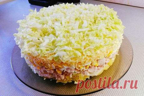 Салат Лебединый пух с пекинской капустой и куриным филе. Пошаговый рецепт