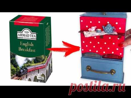 DIY Переделка чайной коробки в чайный домик | Простая идея из картона