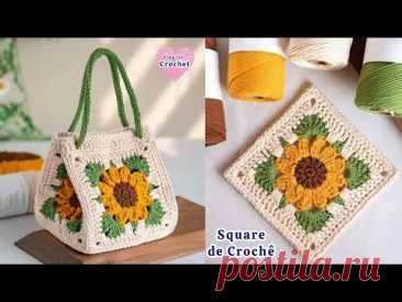 Square Floral #girassol #crochet 🌻 #diy