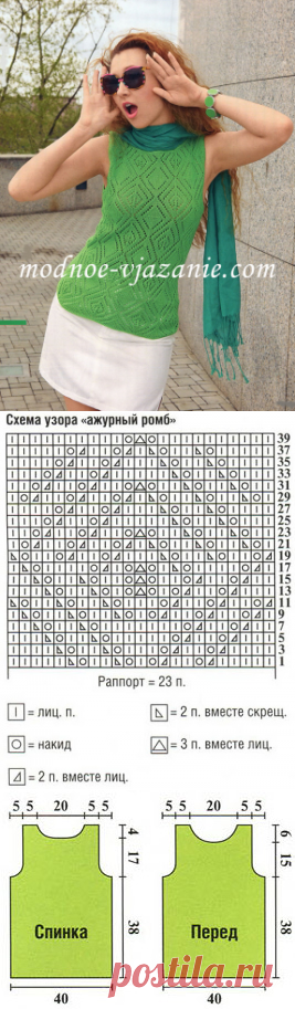 Зеленый топ из пряжи "Хлопок"