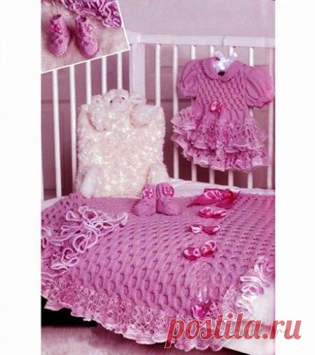 Комплект для девочки, плед, пинетки и платье &amp;raquo; Сайт &quot;Ручками&quot; - делаем вещи своими руками