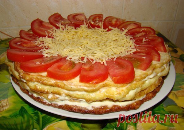 Без этого блюда не обходится ни одно лето — Закусочный торт из кабачков