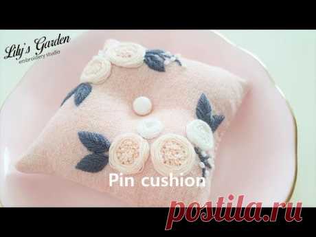 나홀로 프랑스자수 no.81 플라워 핀쿠션 flower pin cushion 입체자수, embroidery