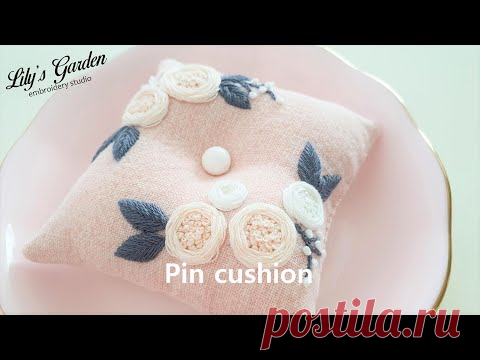 나홀로 프랑스자수 no.81 플라워 핀쿠션 flower pin cushion 입체자수, embroidery