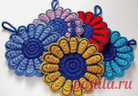 Запись на стене Вяжем крючком красочные подставки под горячее 🌸🌼🌺