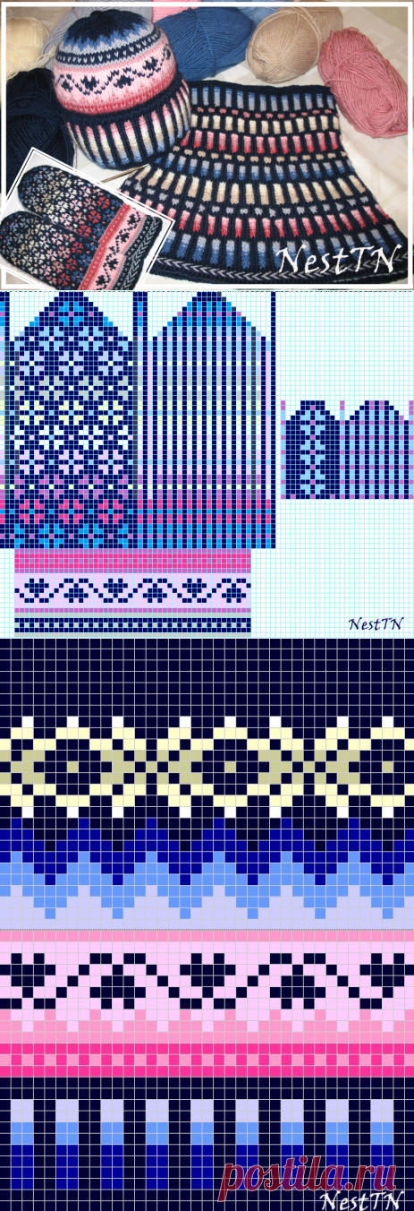 Шапка, снуд и варежки