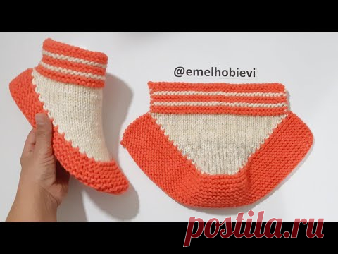 20 Dakikada Yeni Bir Model Evbotu Örüyoruz / Handmade Knitting Booties - YouTube