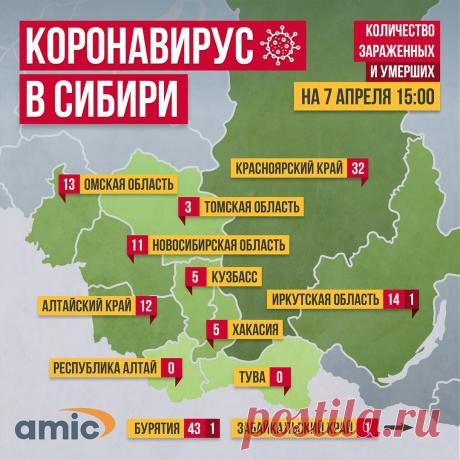 Карта распространения коронавируса в Сибири. Инфографика