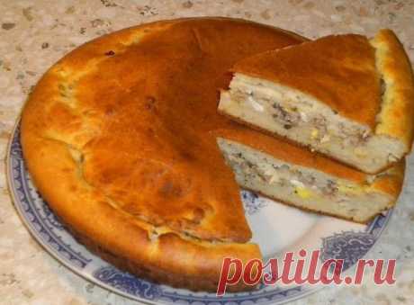 Кулинарные Рецепты: Быстрый пирог на сметане или кефире с мясом