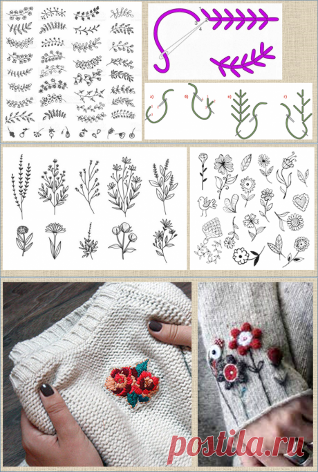 А давайте украсим свои кофточки и свитера весенними цветами - примеры и способы вышивки по вязанному полотну | МНЕ ИНТЕРЕСНО | Яндекс Дзен