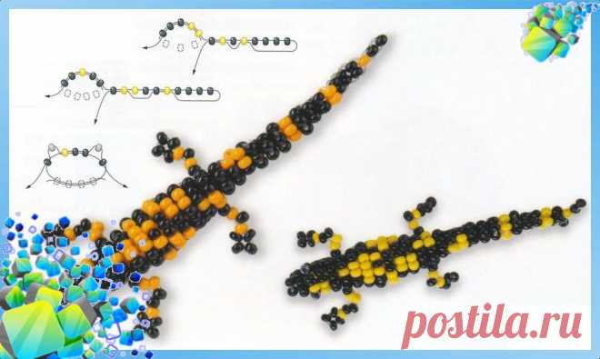 Ящерица саламандра из бисера