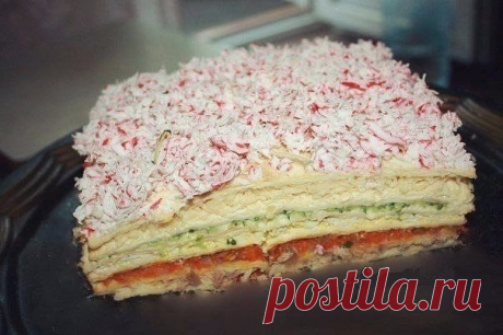 Замечательный закусочный торт «Рыбный» — вкусно и оригинально
