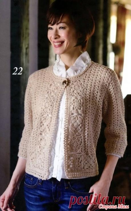 Ажурный жакет с обвязкой из квадратных мотивов. Крючок. - ВЯЗАНАЯ МОДА+ ДЛЯ НЕМОДЕЛЬНЫХ ДАМ - Страна Мам