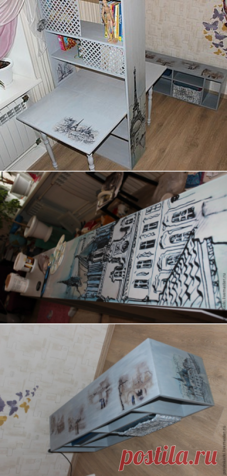 Красим и декорируем деревянный стол-тумбу