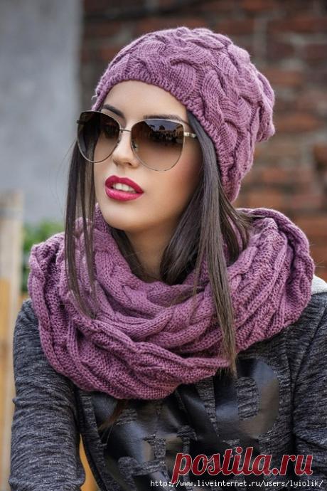 Вязаная шапка и шарф-хомут &quot;Джейни&quot;