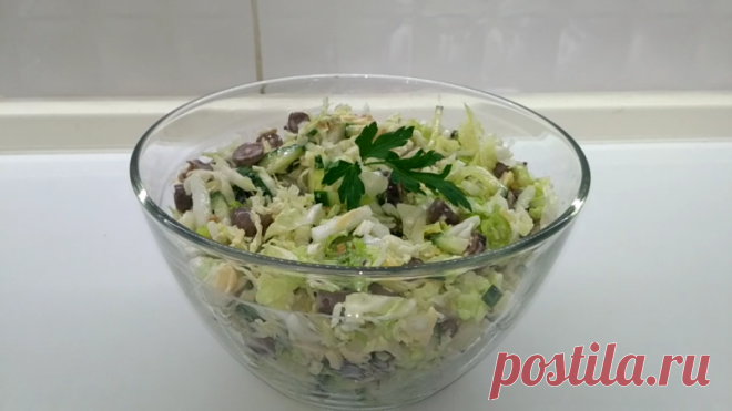 Салат из куриных сердечек с пекинской капустой-идеально к ужину! — Кулинарная книга - рецепты с фото