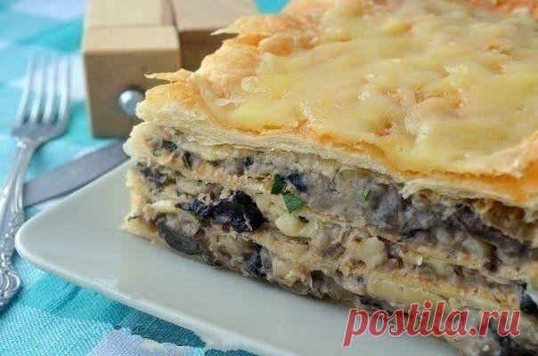 Горячий "Наполеон" с картофельно-грибным кремом