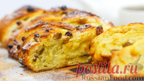 Рецепт: Творожная плетёнка с изюмом и джемом на RussianFood.com