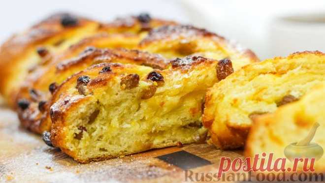 Рецепт: Творожная плетёнка с изюмом и джемом на RussianFood.com
