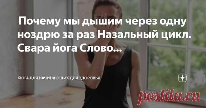 Йога для начинающих для здоровья Пост автора «Йога для начинающих для здоровья» в Дзене ✍:  Почему мы дышим через одну ноздрю за раз  Назальный цикл.