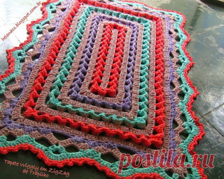Прямоугольный коврик из трикотажной пряжи. Крючком. Схемы. / crochet103.blogspot.ru