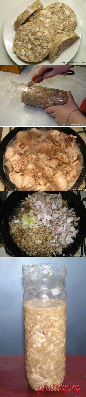 Куриный рулет в бутылке