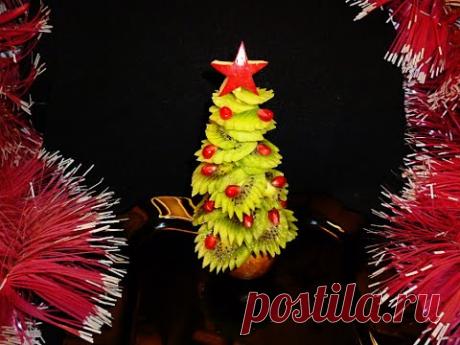 Елочка из киви! Christmas tree of kiwi! Украшения из фруктов