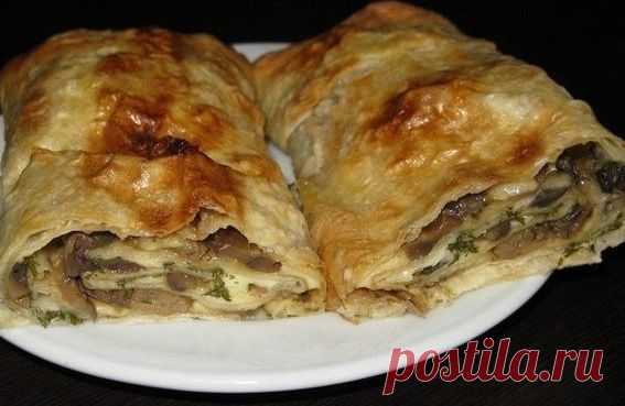 Грибной рулет из лаваша