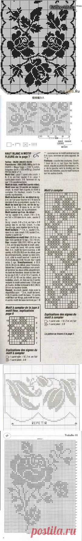 Схемы для филейного вязания Розы Цветы