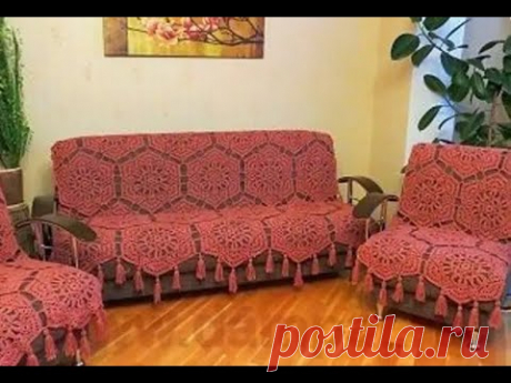 Crochet motif* Napkin* Большие мотивы крючком /плед,покрывало/  Вязание крючком салфетки  Урок 359