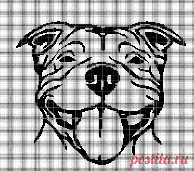 Схема вышивки крестом силуэт головы питбуля в pdf
