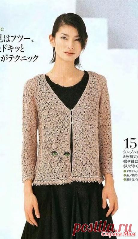 Ажурный жакет красивым узором. Крючок. - ВЯЗАНАЯ МОДА+ ДЛЯ НЕМОДЕЛЬНЫХ ДАМ - Страна Мам