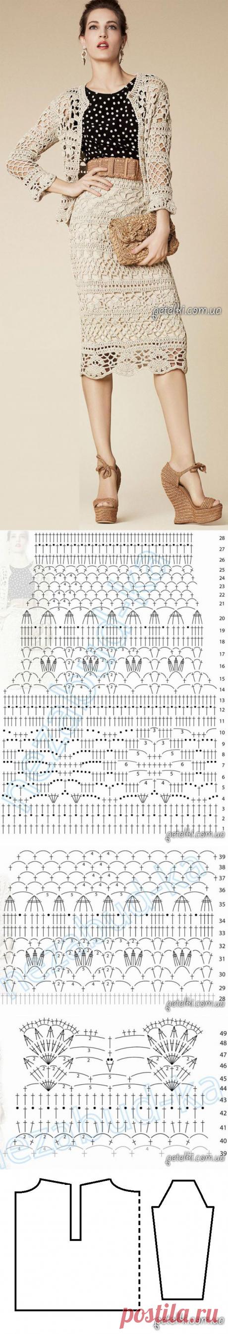 Шикарный костюм от Dolce &amp; Gabbana крючком. Схемы