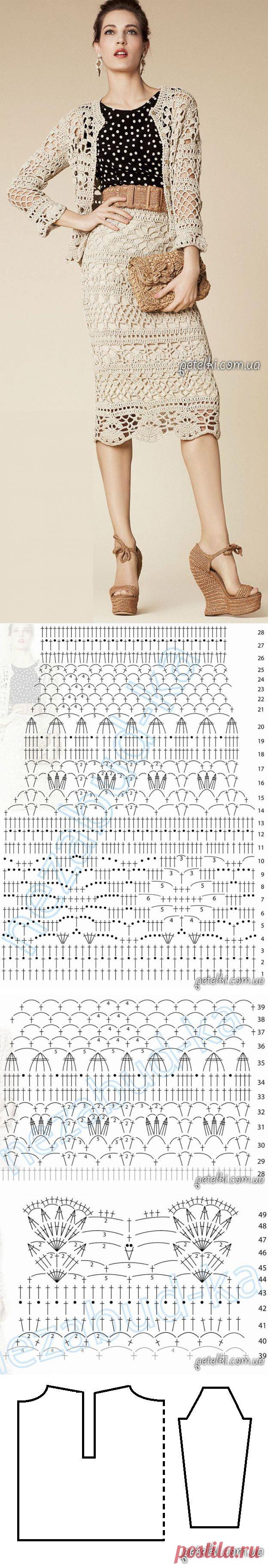 Шикарный костюм от Dolce & Gabbana крючком. Схемы