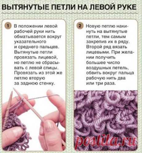 Мочалка спицами, техника вязания мочалок с вытянутыми петлями, Вязание для дома