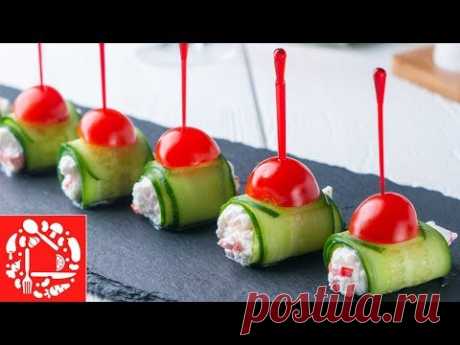 Рулетики из огурцов с начинкой. Рецепт закуски Быстро и Легко