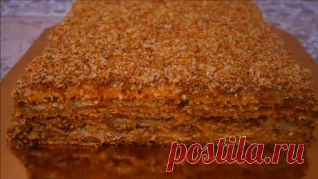 Медовик БЕЗ РАСКАТКИ КОРЖЕЙ и БЕЗ МАСЛА быстрый и простой рецепт торта