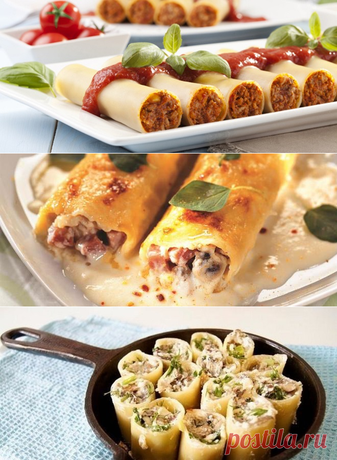 Каннеллони – вкусные макаронные трубочки с разными начинками