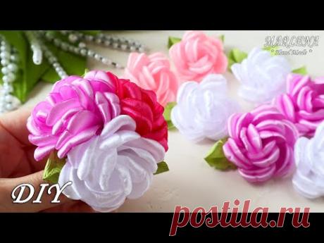 РОЗЫ из ЛЕНТ. Резиночки с цветами мастер-класс