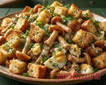 Рецепт салата с сухариками