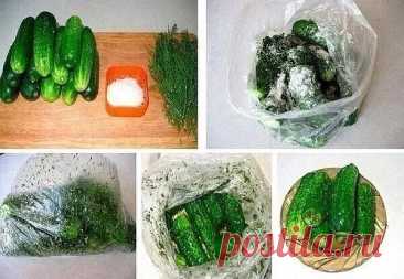Малосольные огурчики в пакете Огурчики получаются вкусные и хрустящие, а главное быстро!

Вам потребуется:

1 кг огурцов (маленьких)
1 столовая ложка соли без горки
3-4 зубчика чеснока (по желанию)
укроп
2 полиэтиленовых пакета

Приготовление:

1. Огурчики помыть, срезать кончики. Укроп мелко покрошить. Чеснок мелко порубить.

2. В полиэтиленовый пакет сложить огурчики, укроп, соль, чеснок.

3. Пакет завязать. Для герметичности лучше положить еще в один пакет.
Все хорошо п...