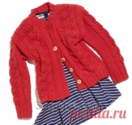 Жакет с ажурными листьями для девочки - SHPULYA.com