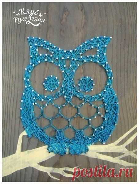 Панно из ниток и гвоздей  💙 / Рукоделие