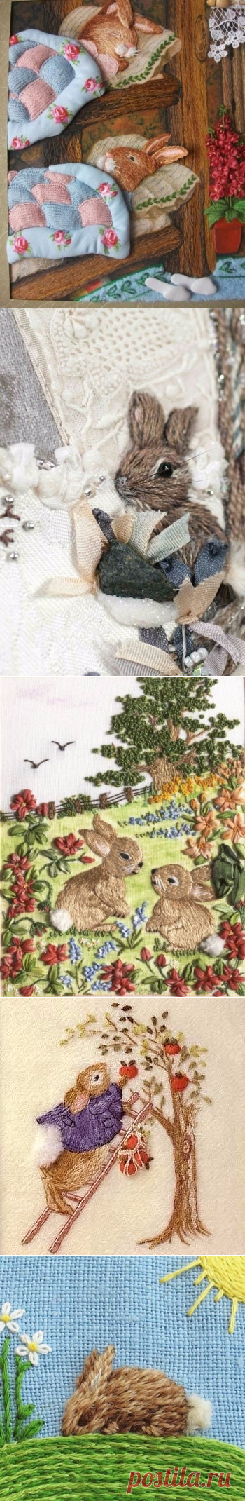 Вышитые зайчики!