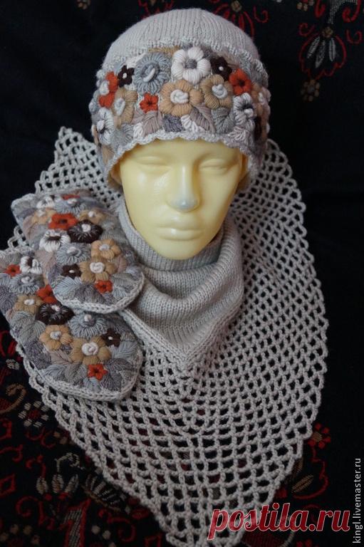 Вязаные комплекты из шапок и перчаток с вышивкой: великолепные идеи — Сделай сам, идеи для творчества - DIY Ideas