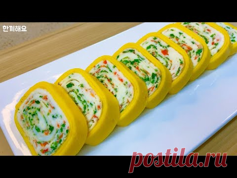 Как приготовить корейские яичные рулетики :: Красивый рулет из яичницы :: 36 блюд