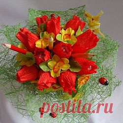 Мастер-класс. Букет на 1 сентября из конфет и канцтоваров - Новости UaUa.INFO